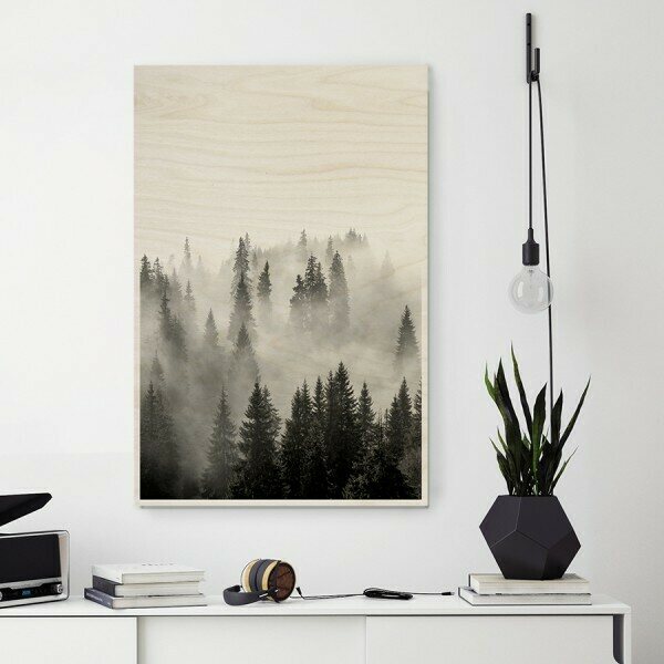 Plywood Print Misty Forest 30 x 40 cm