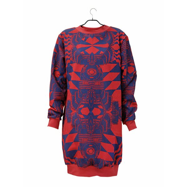 Jatuli Cocoon Dress, "Tsuut tsuut" Red/Blue