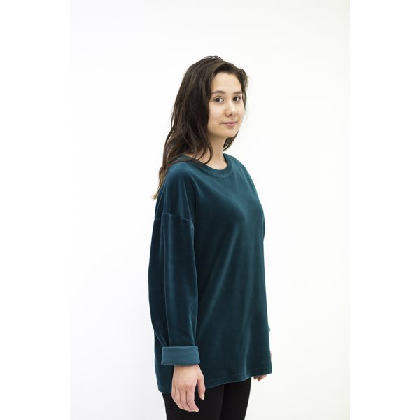 MORICO Velour Sweater, Ocean Green