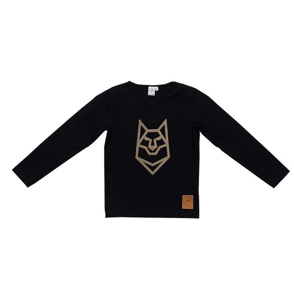 YO ZEN Kids' Wolf Shirt, Black/Gold