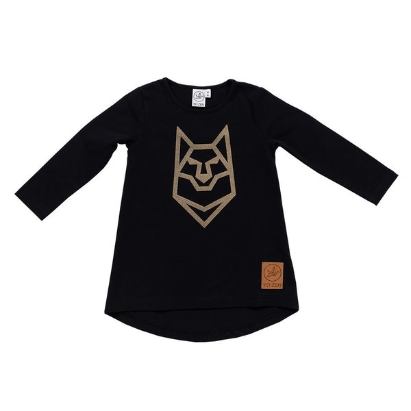 YO ZEN Kids' Wolf Dress, Black/Gold
