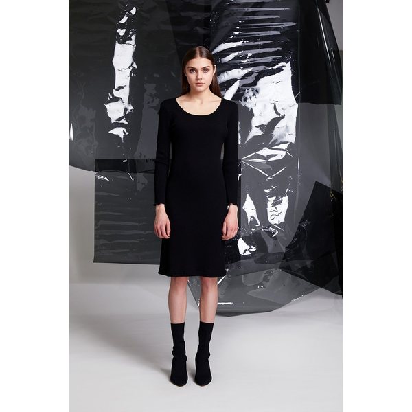 R/H Studio Classic Dress, Black Wool Jersey