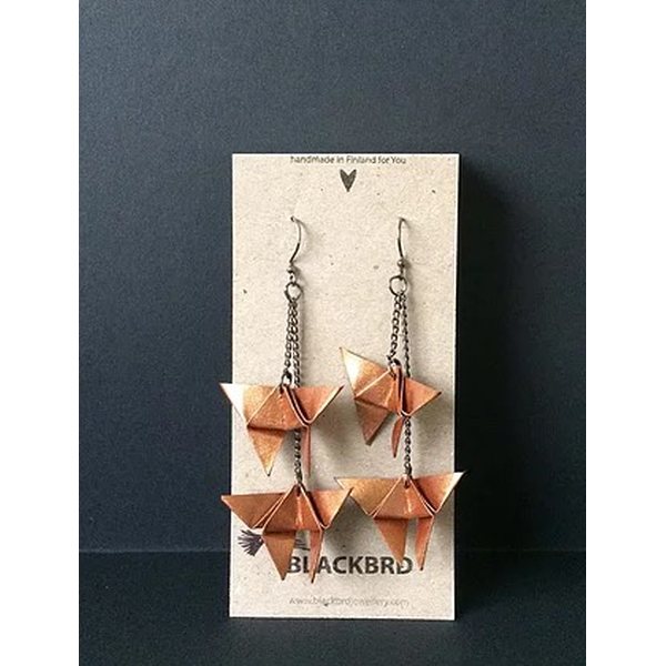 Origami Earrings, Baby Bats, Bronze
