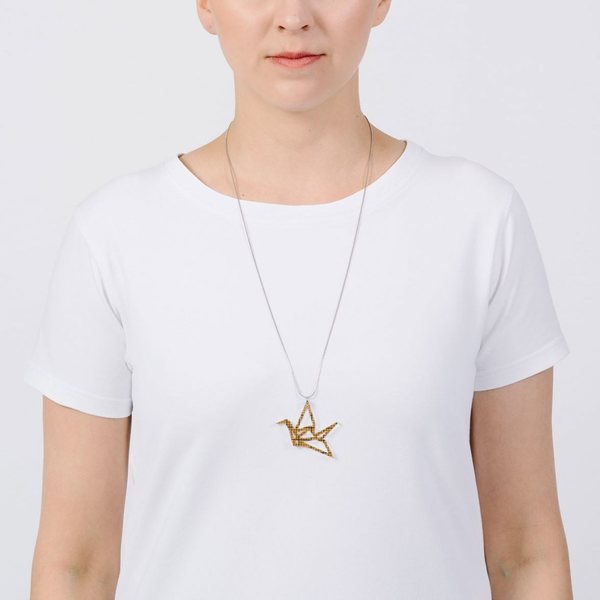 YO ZEN Origami Swan mini pendant, Amber millimeter