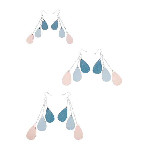 UHANA Drop Earrings, Isla (Ash Blue-Blueberry-Cherry Blossom)
