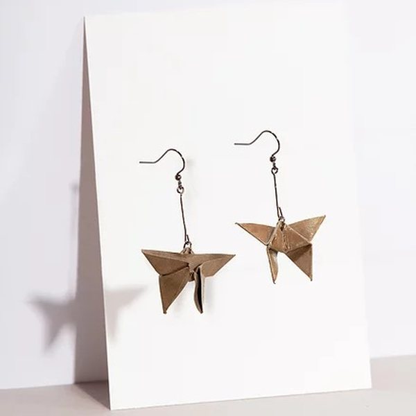 Origami Baby Bats Earrings, Brown, MULTIPLE SIZES